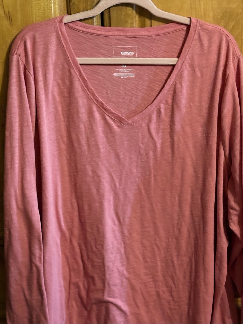 Sonoma Dusty Rose V-Neck Long Sleeve Top 3X